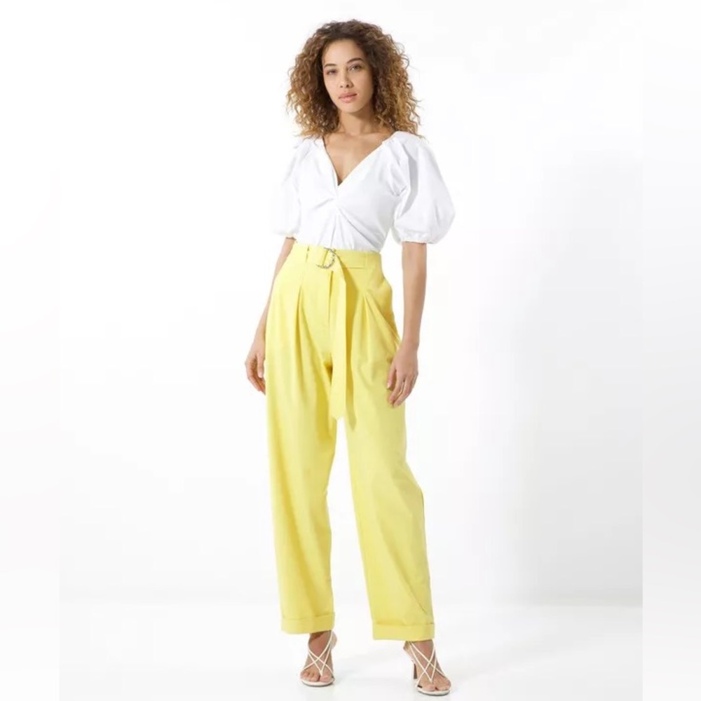Tanya Taylor Tyler Pants In Daffodil Size 16 NWT MSRP $445